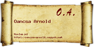 Oancsa Arnold névjegykártya